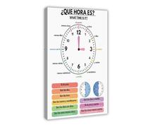 NDGSA Spanish Time Telling Educational Poster Canvas Poster Wall Art Decor Print Picture Paintings for Living Room Bedroom Decoration 12x18inch(30x45cm)