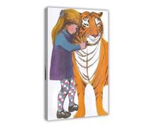 NDGSA The Tiger And The Girl Who Came to Have Afternoon Tea Canvas Poster Bedroom Decor Landscape Office Room Decor Gift 12x18inch(30x45cm)