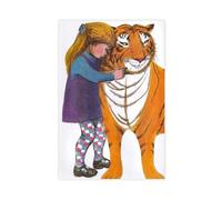 NDGSA The Tiger And The Girl Who Came to Have Afternoon Tea Canvas Poster Wall Art Decor Print Picture Paintings for Living Room Bedroom Decoration 08x12inch(20x30cm)