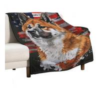 NDIEHA Akita American Flag Throw Blanket Animal Art Blankets Soft Lightweight Gifts for Children,men,women,birthday Gifts 150x200cm(60x80in)