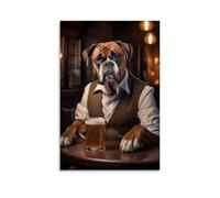 NDIEHA Boxer Dog in The Pub Poster Animal Art Prints Home Wall Aesthetic24x36inch(60x90cm)
