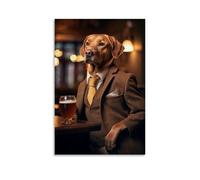 NDIEHA Fox Red Labrador at Pub Poster Animal Art Prints Home Wall Aesthetic12x18inch(30x45cm)