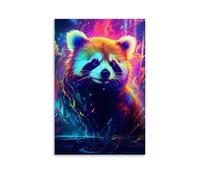 NDIEHA Neon Red Panda Poster Animal Art Prints Home Wall Aesthetic12x18inch(30x45cm)
