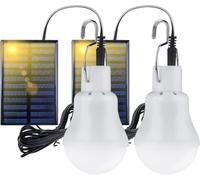 Ndier Solar Powered Shed Led Light Bulb, Hanging Lamp with Adjustable Solar Panel,110 Lumens,3W Camping Light Apply to Outdoor Hiking Camping Tent Fishing Lighting (2PCS)