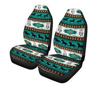 NDISTIN Car Seat Covers 2PC for Front Seat Aztec Native American Pattern Horses Stripe Design Turquoise Driver Seat Protector Auto Interior Cover Cushion Mat Universal Fit for Car,Truck,SUV & Vans