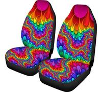 NDISTIN Cool Colorful Tie-dye Pattern Car Seat Covers Front Seat Only 2PC Set Premium Covers for Women Vehicle Seat Protector Car Mat Covers Fit Most Cars, Sedan, SUV, Van
