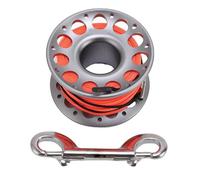 NDiyueAa 30m / 98.43ft Scuba Diving Reel Aviation Aluminum with Double Ended Hooks Multi Purpose Finger Spool Reel (Metal Grey)