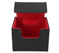 NDiyueAa Card Storage Box Multipurpose Large Capacity Flip Side Insert PU Leather Magnetic Closure Trading Cards Storage Box (Red Inside)