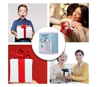 NDiyueAa Fingerprint Password Piggy Bank, Automatic Money Rolling System, UV Banknote Detection, ABS Plastic, Children's Educational Savings Toy with Songs (Pink)