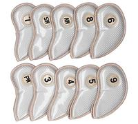 NDiyueAa Golf Club Headcovers Set, Numbered Iron Covers, Protects Clubs from Scratches, Includes 10 PCS for Right Hand Golfers, Silver and Gold Options (Silver)