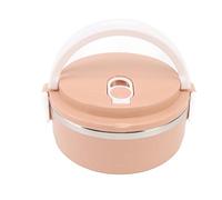 NDiyueAa Insulation Lunch Box Stainless Steel Silicone Round Breathable Holes Ergonomic Handle Box for School (Pinkish)