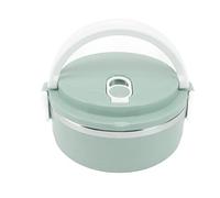 NDiyueAa Insulation Lunch Box Stainless Steel Silicone Round Breathable Holes Ergonomic Handle Box for School (Light Green)