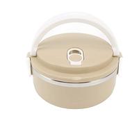 NDiyueAa Insulation Lunch Box Stainless Steel Silicone Round Breathable Holes Ergonomic Handle Box for School (Beige)