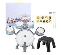 NDiyueAa Kids Drum Set for Toddlers, 5 Drums and Cymbal, Eco-Friendly Resin, Hand-Foot Coordination, Musical Gift for Ages 1-6 (Blue)
