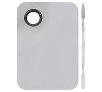 NDiyueAa Makeup Mixing Palette, Stainless Steel, with Spatula, Finger Hole Design, for Professional Makeup Artists, Wide Application for Cosmetic Blending