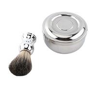 NDiyueAa Shaving Bowl and Brush Set for Men, Professional Metal Lathering Bowl with Lid, Dense Badger Hair Shaving Brush, Ergonomic Non-Slip Handle, Smooth Design for Wet Shav