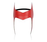 NDJLNZ Superhero Red Headpiece Leather Scarlet Women Crown Headpiece Witch Cosplay Costumes Halloween Leather Mask Headgear