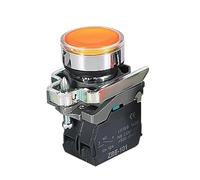 NDJQY 1NO1NC XB4BW34B1C 33B1C round flat head button with light start stop normally open normally closed self-reset switch(Yellow,220V)