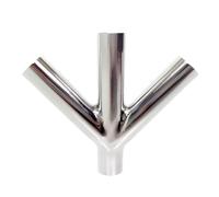 NDJQY 1pcs 19 25 32 38 45 51 57 63 76 89 102 108mm Pipe OD Butt Weld Branch Y-Shaped 4 Ways 304 Stainless Sanitary Fitting Spliter Homebrew(89mm)