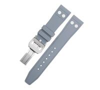 NDJQY 20mm Nature Fluororubber FKM Rubber With Rivet Watchband For IWC Big Pilot Mark Portugieser Soft Wristband(Gray5,21MM)