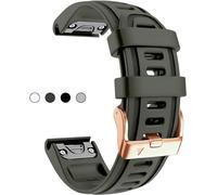 NDJQY 20mm Soft Silicone Strap for Garmin fenix 5S/5S Plus/6S/7S/Instinct 2S/D2, Quick with Rose Gold Buckle Breathable Waterproof Wristband Accessory(Army Green 5.3"-7.8")