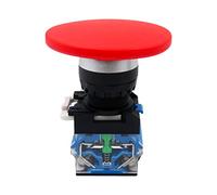 NDJQY Momentary Big 60mm Mushroom Cap Push Button Switch Self Reset No Lock Round 1NO1NC button Silver contact 22mm LA38-11M/60 (Color : Red, Size : Self reset type)