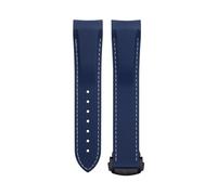NDJQY Soft Flexible Rubber Watchband For Omega Speedmaster Moonwatch Seamaster 300 AT150 PLANET OCEAN 600 Wristband 20/21/22mm Black Round Buckle(Blue White,20mm)