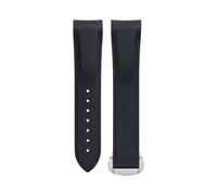 NDJQY Soft Flexible Rubber Watchband For Omega Speedmaster Moonwatch Seamaster 300 AT150 PLANET OCEAN 600 Wristband 20/21/22mm Silver round buckle(Black Black,22mm)