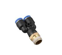 NDJQY Y Type Pipe Fitting Tee Air Pneumatic Fittings Quick Connector PX4 6 8 10 12mm Male Thread M5 1/8" 1/4" 3/8" 1/2" Bsp Coupler(PX4-02)
