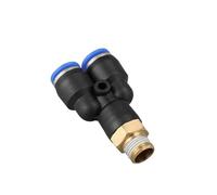 NDJQY Y Type Pipe Fitting Tee Air Pneumatic Fittings Quick Connector PX4 6 8 10 12mm Male Thread M5 1/8" 1/4" 3/8" 1/2" Bsp Coupler(PX10-01)
