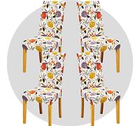NDMMSO Dining Room Chair Covers Set of 4 Super Fit Stretch Removable Washable Dining Chair Protector Cover Seat Slipcover for Hotel, Dining Room, Ceremony, Banquet Wedding Party(Red yellow rattan)