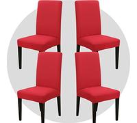 NDMMSO Dining Room Chair Covers Set of 4 Super Fit Stretch Removable Washable Dining Chair Protector Cover Seat Slipcover for Hotel, Dining Room, Ceremony, Banquet Wedding Party(Red)