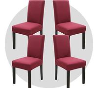 NDMMSO Dining Room Chair Covers Set of 4 Super Fit Stretch Removable Washable Dining Chair Protector Cover Seat Slipcover for Hotel, Dining Room, Ceremony, Banquet Wedding Party(Wine Red)