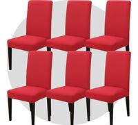 NDMMSO Dining Room Chair Covers Set of 6 Super Fit Stretch Removable Washable Dining Chair Protector Cover Seat Slipcover for Hotel, Dining Room, Ceremony, Banquet Wedding Party(Red)