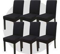 NDMMSO Dining Room Chair Covers Set of 6 Super Fit Stretch Removable Washable Dining Chair Protector Cover Seat Slipcover for Hotel, Dining Room, Ceremony, Banquet Wedding Party(Black)