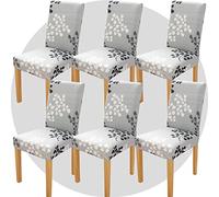 NDMMSO Dining Room Chair Covers Set of 6 Super Fit Stretch Removable Washable Dining Chair Protector Cover Seat Slipcover for Hotel, Dining Room, Ceremony, Banquet Wedding Party(Leaf Style)