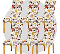 NDMMSO Dining Room Chair Covers Set of 6 Super Fit Stretch Removable Washable Dining Chair Protector Cover Seat Slipcover for Hotel, Dining Room, Ceremony, Banquet Wedding Party(Red yellow rattan)