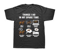 NDMUTREN Funny 6 Things I Do in My Spare Time Horse Riding T Shirts Graphic Cotton Streetwear Short Sleeve Birthday Gifts T-Shirt Black L