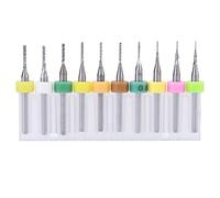NDNCZDHC 10PCS Carbide End Mill, 0.5/0.6/0.7/0.8/0.9/1.0/1.1/1.2/1.3/1.4mm Pcb Cutter 1/8 Shank Router Bits for Engraved Plastics, Copper