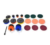 NDNCZDHC 19PCS Drill Brush Attachments Set, 8 Brushes, 1 Suction Cup, 6 Scouring Pad, 3 Sponge Pad, Polishing Attachments for Wall Cleaning