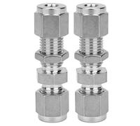NDNCZDHC 2Pcs Bulkhead Connector, 316 Stainless Steel Double Ferrule Bulkhead Mounting Joint for Water Pipe Through The Wall (F1/4)