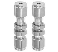 NDNCZDHC 2Pcs Bulkhead Connector, 316 Stainless Steel Double Ferrule Bulkhead Mounting Joint for Water Pipe Through The Wall (F1/8)