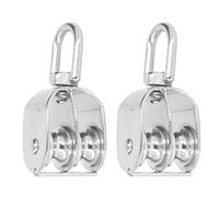 NDNCZDHC 2PCS M20 Double Pulley Block Wheel, 75kg Single Load Bearing 360 Degree Rotating Stainless Steel Pulley