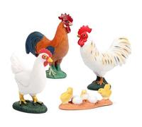 NDNCZDHC 4pcs Mini Farm Chicken Figurines, Simulated Rooster Hen Chicks Set for Decoration, Plastic Animals Figurines for Easter Party
