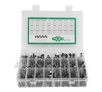 NDNCZDHC 500Pcs Electrolytic Capacitor Kit 24 Value Assortment Box 0.1uF-1000uF 10V 16V 25V 50V