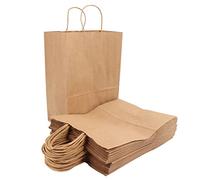 NDNCZDHC 50PCS Paper Bags with Handles, DIY Decoration Large Capacity Kraft Reusable Grocery Bags for Retail, To - Go (270x210x110mm)