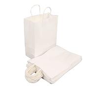 NDNCZDHC 50PCS White Kraft Bags with Handles, Large Capacity Paper Grocery Bags Grocery/Takeout for Restaurant, Bakery, Retail (280x280x150mm)