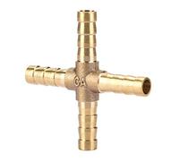 NDNCZDHC 5pcs Brass Cross Fitting, 4 Way Hose Splitter Pipe Fittings Barbed Connector for Air Water Oil Gas Fuel (6mm)