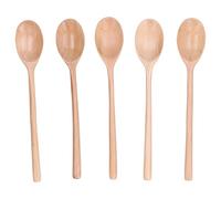 NDNCZDHC 5Pcs Wooden Spoon for Rice Dessert Honey, 9.1in Long Handle Wooden Spoon for Eating Mixing Stirring Tasting