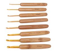 NDNCZDHC 8Pcs Crochet Hooks with Wooden Handle, 2.5 to 6mm, 8 Sizes Ergonomic Aluminum Knitting Needles Set for Beginners Experienced